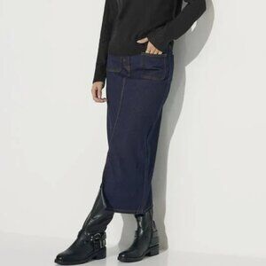NWT PixieGirl Petite Dark Blue Pocket Patch Denim Skirt in 4P